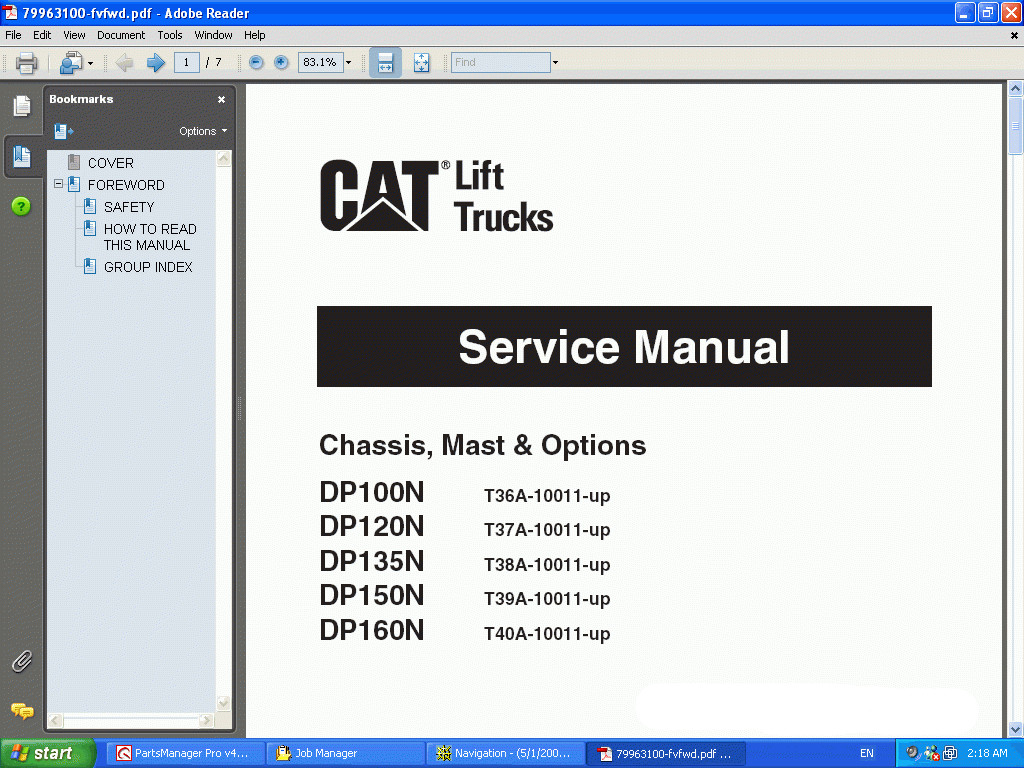 Caterpillar Lift Trucks 2014 spare parts catalog workshop repair manual
