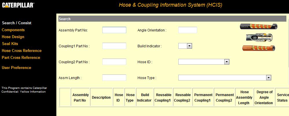 caterpillar hcis Hose & Coupling Information System