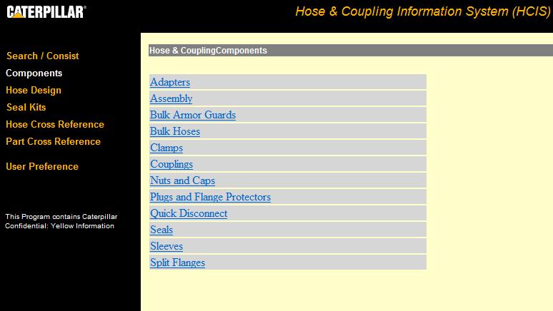 caterpillar hcis Hose & Coupling Information System