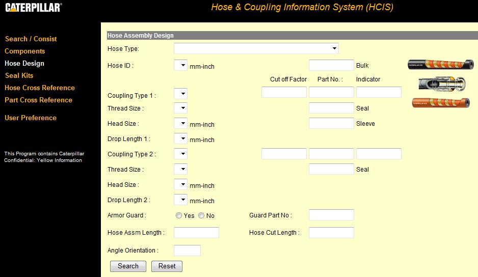 caterpillar hcis Hose & Coupling Information System