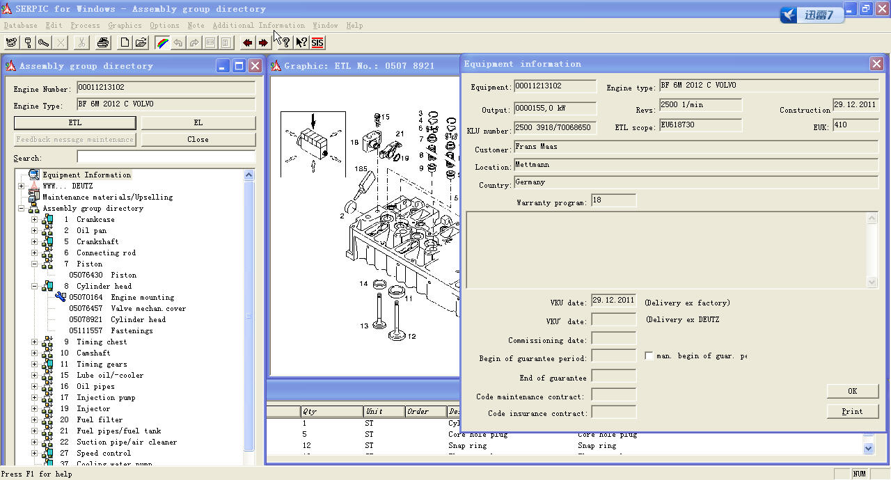 Deutz Serpic 2012 new Deutz engines parts catalogue