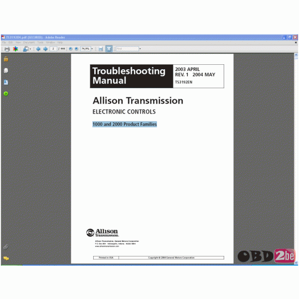 Allison Transmission - 1000 2000 2400 Electronic Controls