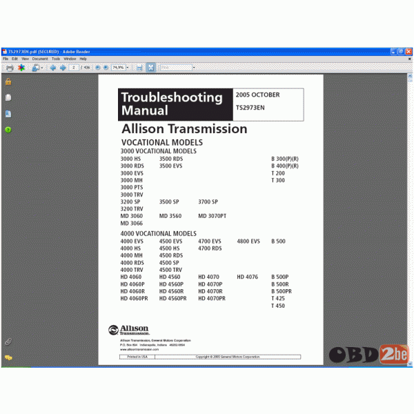 Allison Transmission - 3000 and 4000 Electronic Controls