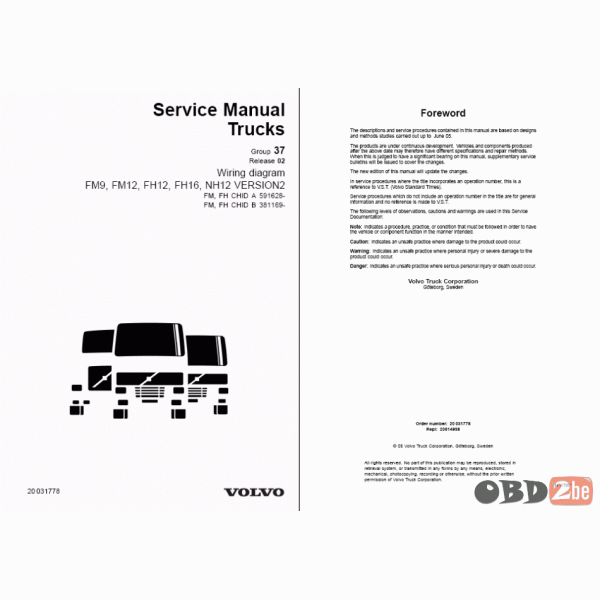 Volvo FM7 9 10 12, FH12 16, NH12 Wiring Diagrams