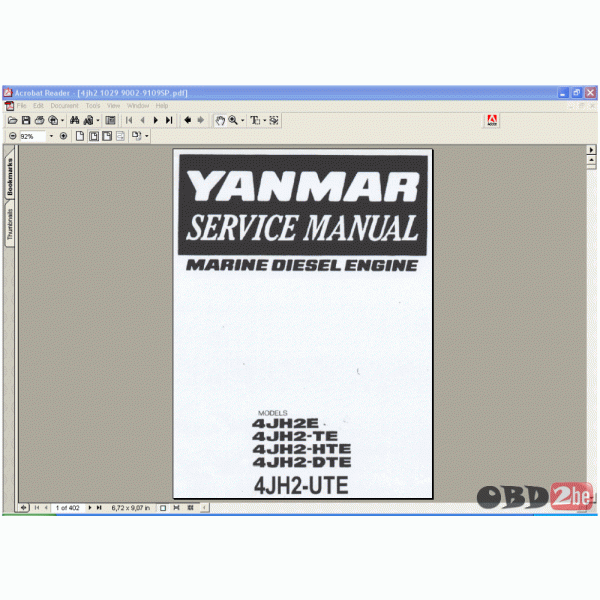 Yanmar Marine Diesel Engine 4JH2E, 4JH2-TE, 4JH2-HTE, 4JH2-DTE, 4JH2-UTE