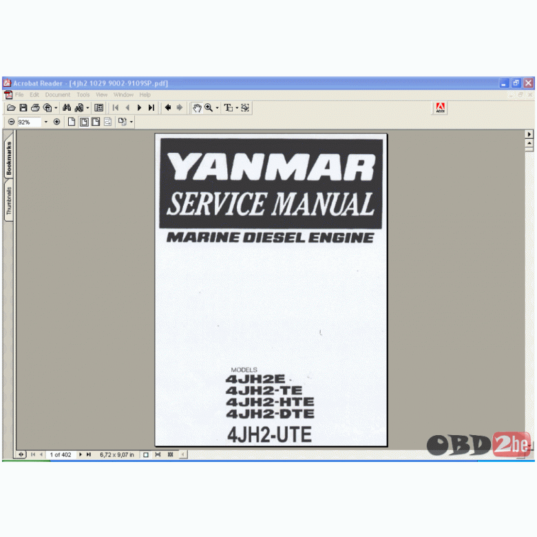 Yanmar Marine Diesel Engine 4JH2E, 4JH2-TE, 4JH2-HTE, 4JH2-DTE, 4JH2