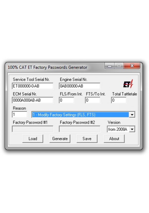 100% CAT Caterpillar ET Factory Password Key Generator